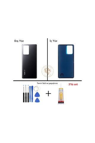 Xiaomi Redmi Note 12 Pro Plus 5g - Lenssiz Siyah Arka Pil Kapağı + Yapıştırıcı Ve Vida Seti Çok Renkli