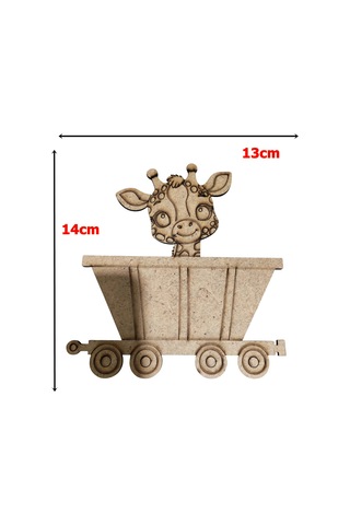 Boyanabilir Ahşap Vagonlu Zürafa Figürü 14x13 Cm 10 Adet
