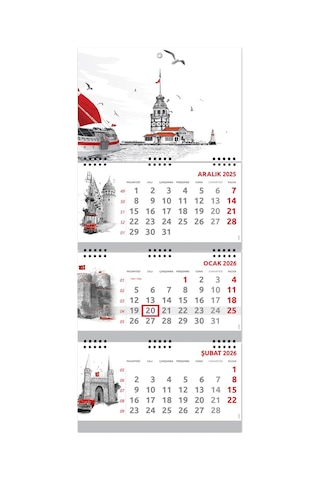 2026 Büyük Boy Gemici Takvimi Denizci Duvar Takvimi İstanbul 33x77,5 Cm