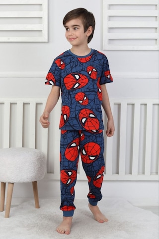 Bunny Hopp Erkek Çocuk Oyun Konsolu Desenli Kısa Kollu Yazlık Pijama Takımı %100 Pamuk Süprem Penye Açık Lacivert
