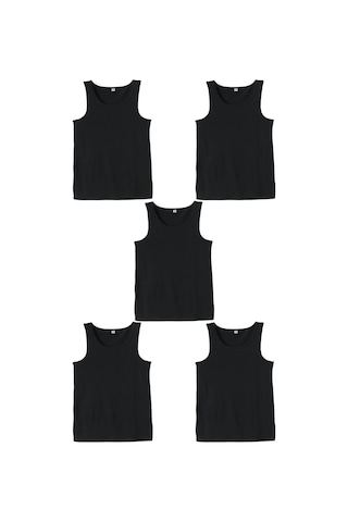 5 Adet Erkek Büyük Beden Battal Boy 105 Kilo - 205 Kilo Arası İçin Uygun Redzone Klasik Pamuk Atlet Siyah