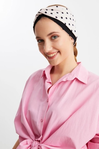 Butik Tasarım Kadın Bandana Saç Bandı, Ekstra Yumuşak, Esnek, Doğal, Pamuklu Penye - Tek Ebat / Pudra-siyah Pudra-siyah
