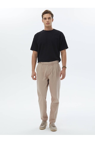 Kip Açık Kahve Dokuma Smart Casual %100 Pamuk Pantolon Kahverengi