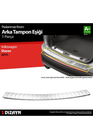 S-dizayn Vw Sharan Krom Arka Tampon Eşiği 2010 Üzeri