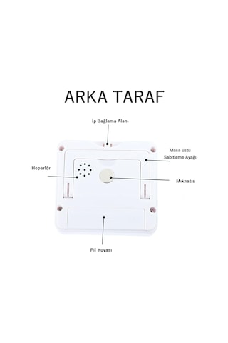Gaman Alarmlı Dijital Öğrenci Sınav Kronometresi 24 Saat Geri Sayım Cihazı Saat - Alarm/kronometre Beyaz Beyaz
