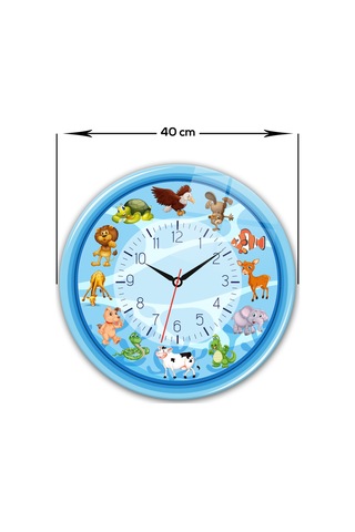 Decorita Cam Saat | Çocuk Odası - Mavi | Çap40cm Çok Renkli