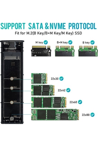 Dancemonkey Usb 3.1 M.2 Sata/nvme Harici Disk Kutusu - 10gb/s Hız, Alüminyum Soğutma