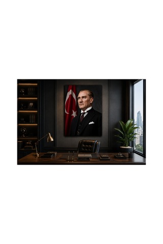 Atatürk Metal Tablo Premium Uv Baskı Dekoratif Duvar Tablosu Çok Renkli