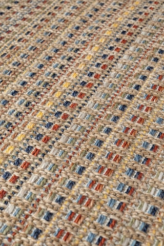 Rio Serisi 7911a Modern Sisal Dokuma Renkli Çizgili Halı - İskandinav Tarz Hasır Kilim - Antialerjik Leke Tutmaz Krem