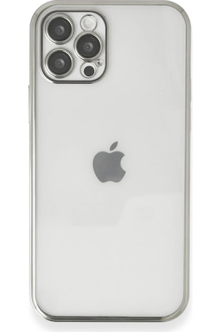 Durukar Apple Uyumlu iPhone 12 Pro Max Kılıf Lensli Silikon - Gümüş