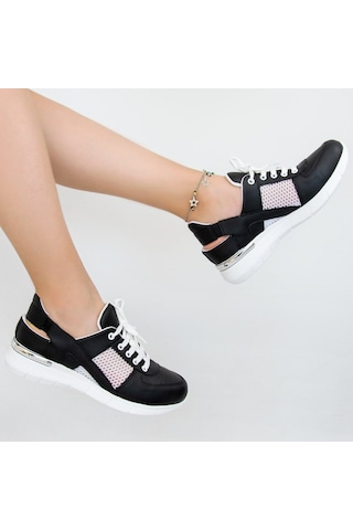 Ortopedik Spor Sandalet Siyah Fileli Model Siyah