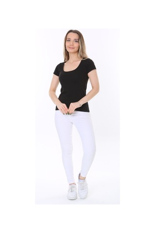 Rooted-kadın Kısa Kollu Derin Havuz,yuvarlak Yaka Penye T-shirt & Bluz SIYAH