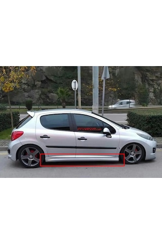 Peugeot 207 Yan Marşpiyel Seti Plastik 2 Adet Mat Siyah Karlık+ek+bodykit