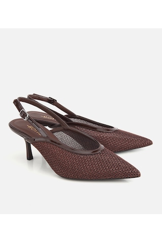 Hotiç Kadın Kahverengi File Detaylı Kısa Topuklu Stiletto 01ayh320800a480 01ayh320800a480 Kahverengi