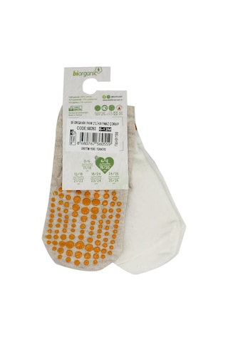 Bibaby Biorganic Paw 2'Li Kaymaz Çorap 68393 Bej-Ekru