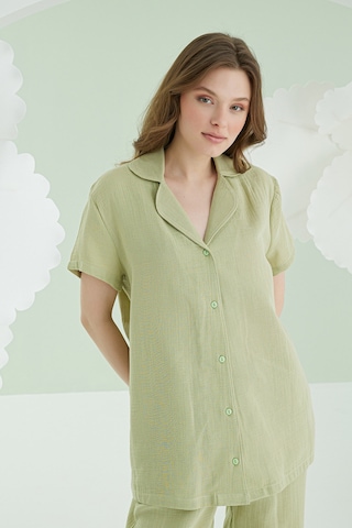 Nbb Kadın Yeşil Serena Önden Düğmeli Pijama Takım YESIL