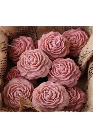 10 Adet Dekoratif Kokulu Şakayık Çiçeği Mum Çiçek Mum Düğün Toptan Mum Kutuludur