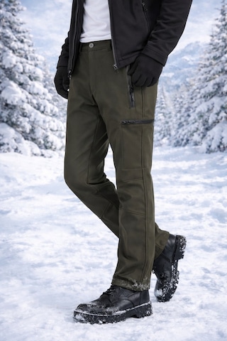 Vatan Tekstil İçi Polarlı Kışlık İthal Softshell Rüzgar Geçirmez Su İtici Kumaş Erkek Pantolon Haki
