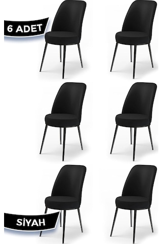 Canisa Concept Dexa Serisi Siyah Renk 6 Adet Sandalye, Renk Siyah, Ayaklar Siyah Siyah