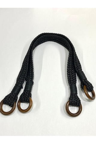 Örgü Model Çanta Sapı / Deri Görünümlü Sap / 45 Cm / - Siyah Siyah