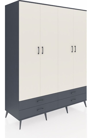 Kronos Gardrop 6 Raflı 4 Çekmeceli 2 Askılı 176x59x221 Antrasit-aytaşı/antrasit Aytaşı/antrasit