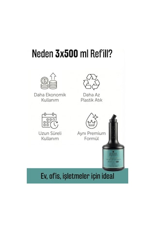 Poseidon S Mist Zeytinyağlı Bergamot Kokulu Sıvı Sabun Refill 1500 Ml 3x500 Ml Ekonomik Paket