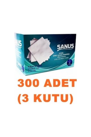 Sanus Sanipack Nonwoven Steril Gazlı Bez Kompres 7.5 x 7.5 CM 3 x 100 Adet