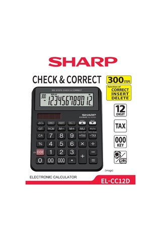 Sharp EL-CC12D 12 Hane İşlem Kontrollü Masaüstü Hesap Makinesi