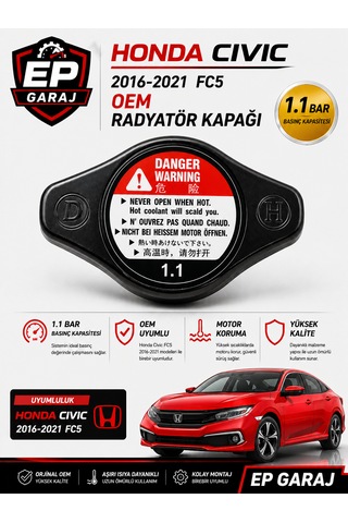 Honda Cıvıc Fc5 2016 2021 Oem Radyatör Kapağı 1.1 Barradyatör Kapağı 1.1 Bar