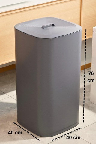 Çift Bölmeli Yıkanabilir Katlanabilir Kumaş Kirli Çamaşır Sepeti Oyuncak Sepeti Organizer 90 Litre Gri - Siyah