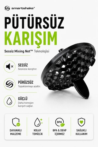Smartshake Reforce Paslanmaz Çelik Serisi 900 Ml Siyah Protein Shaker