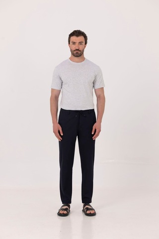 Sabri Özel Açık Gri %100 Pamuk Bisiklet Yaka Düz Renk Basic T-shirt