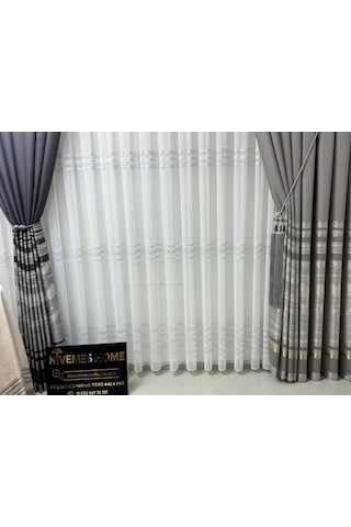 Nivemeshome Urla V-5404 Gri 1/3 Sık Pileli Fon Perde Apm Gri