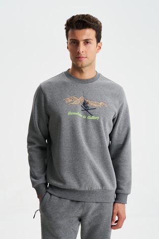 AR-MA Arma Erkek Regular Fit 3 İplik Şardonlu Pamuklu Bisiklet Yaka Sweatshirt 001