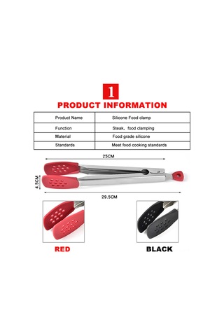 Padalink 304 Paslanmaz Çelik & Silikon Gıda Kıyma, Izgara Ve Steak İçin Isıya Dayanıklı Antiparç Kalem夹, Siyah Çok Renkli
