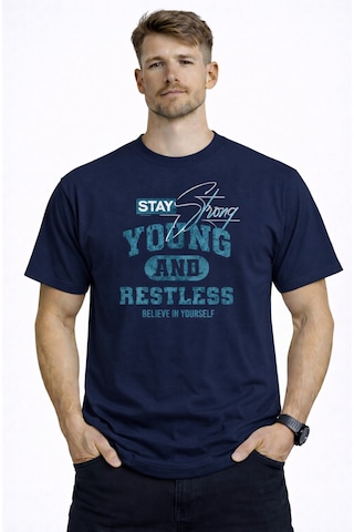 Herkesemoda Stay Young Detaylı Basic Erkek T-shirt Lacivert