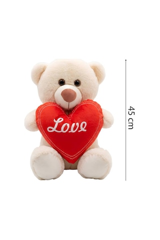 Pufu Toys Pelüş Kalpli Ayıcık 45 Krem 04031
