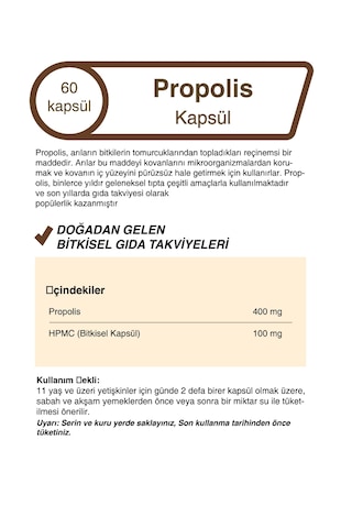 Mindivan Propolis Ekstraklı 60 Kapsül - Kapsül Gıda Takviyesi