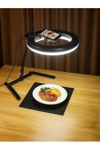 Masa Üstü 10 Inç Led Ring Light Tripodlu Telefon Tutucu 3 Işık Modu Usb Bluetooth Kumanda