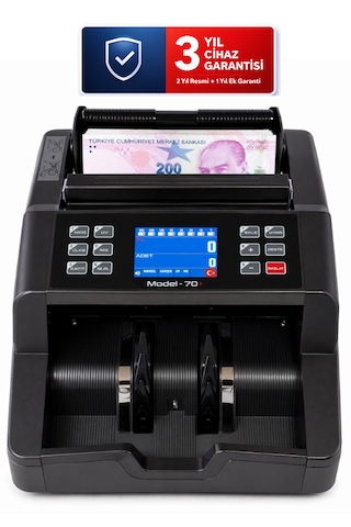Sesli Karışık Para Sayma Makinesi Mıx70+ Gri Tl - Euro Karışık Sayım Dolar Adet Sayım Müşteri Ekranı