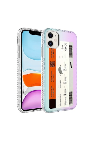 Apple Uyumlu iPhone 11 Airbag Kenarlı Renkli Desenli Silikon Zore Elegans Kapak