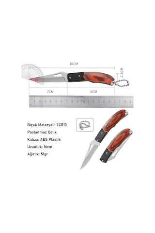 Valkyrie Katlanır Kamp Çakı 16cm 3cr13 Paslanmaz Çelik Mini Cep Kamp Bıçağı Outdoor Kullanım Anahtarlık Halkalı Kahverengi