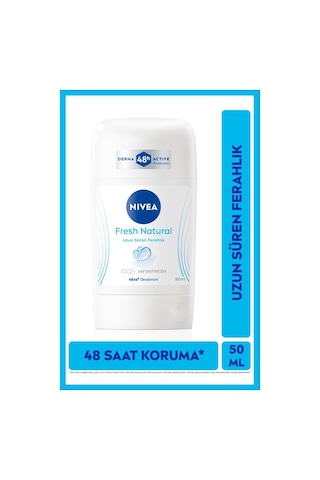 NIVEA Kadın Stick Deodorant Fresh Natural 50 ML, Ter Kokusuna Karşı 48 Saat Koruma, Uzun Süren Ferahlık