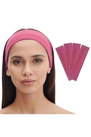4lü Kadın Saç Bandı Bandana Pamuk Likralı Spor Headband Pembe M. Koyu Pembe