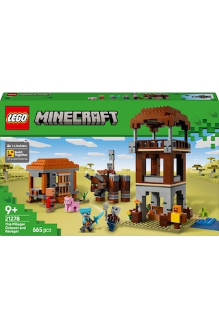 LEGO® Minecraft® Yağmacı Karakolu ve Çapulcu 21278 - 9 Yaş ve Üzeri Çocuklar için Video Oyunu Temalı Yaratıcı Oyuncak Yapım Seti (665P)