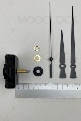 Saat Makinesi, Akar Sessiz Duvar Saati Mekanizması, 22 Mm Şaft, Akrep-yelkovan-saniye- Askılı Siyah