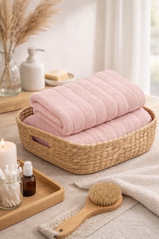 Violeta Model 2'li Banyo Havlu Seti Pudra