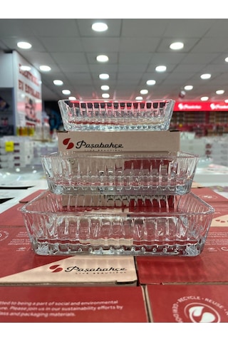 Paşabahçe Frezya 530323 Servis Tabağı 3 Lü şeffaf