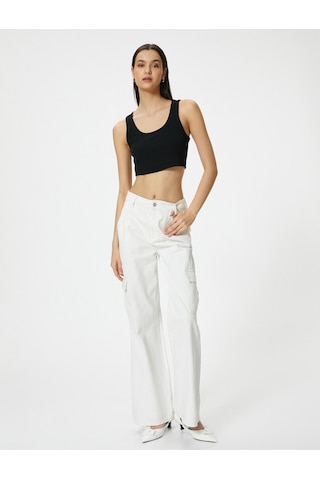 Koton Crop Atlet Kalın Askılı U Yaka Fitilli Siyah 4sak10007ek 4SAK10007EK999 Siyah