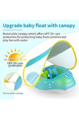 Swımbobo Şişme Bebek Yüzme Simidi Bebek Şamandıra Yalan Yüzme Eğitmeni Güneşlik İle L Çok Renkli